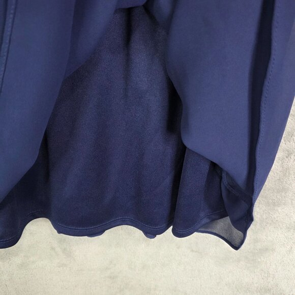 Womens Iz Byer Navy Sleeveless Dress Lined Striped Belt 100% Polyester Size L - Picture 6 of 11